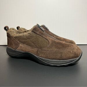 Womens L.L. BEAN Suede Zip Up Fur Trim Shoes / Size 7 Medium